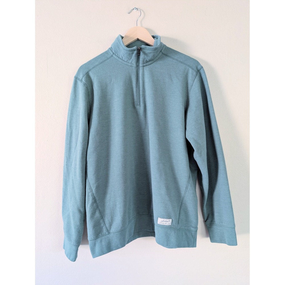 Eddie Bauer Quarter Zip Pullover Fleece Dusty Blue Mens M Layering Athleisure